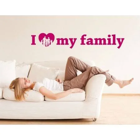 I Love My Family Wall Decal - Wall Decal - Sticker, Mural Vinyl Art Home Decor Quotes and Sayings - 4383 - Lilac, 39in x 9in, Pur