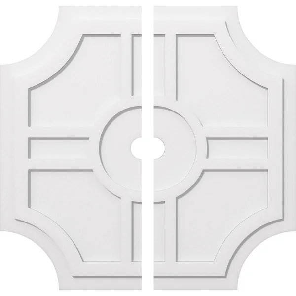 38 inchod x 3 inchid x 12 1/2 inchc x 1 inchp Haus Architectural Grade PVC Contemporary Ceiling Medallion, Two Piece