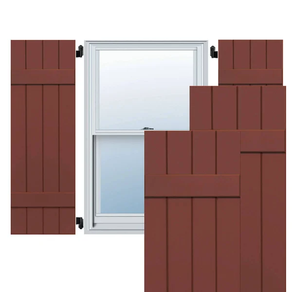 Ekena Millwork CWB15X060RWC 15x22W x 60x22H Exterior Four Board (2 Batten) Composite Board-n-Batten Shutters (Per Pair) - Country
