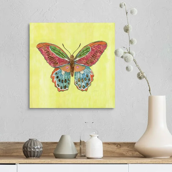 Butterfly on Green - Canvas Wall Art, 16x16, Great Big Canvas
