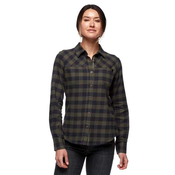 Black Diamond Women's Spotter LS Flannel Shirt - Xs - Tundra, Carbon Plaid