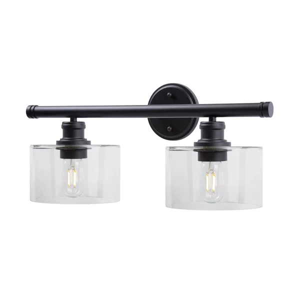Forte Lighting-5748-02-04-Zane - 2 Light Bath Vanity Black Finish with Clear Glass