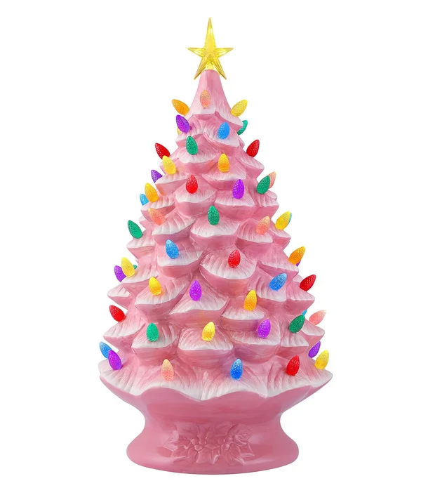 Mr. Christmas Nostalgic Ceramic 24x22 Christmas Tree Pink
