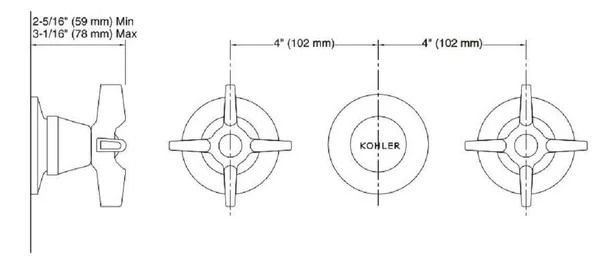 Kohler K-T7751-3-CP Triton Three-Handle Wall-Mount Valve TRIM, Polished Chrome