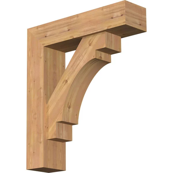 Ekena Millwork 1463187 7 1/2x22W x 30x22D x 34x22H Merced Block Smooth Bracket w/ Offset Brace, Western Red Cedar