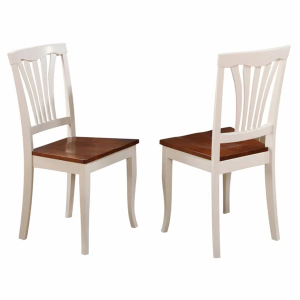 East West Furniture Avon Buttermilk and Cherry Finish Dining Chair Wood Seat (Set of 2)