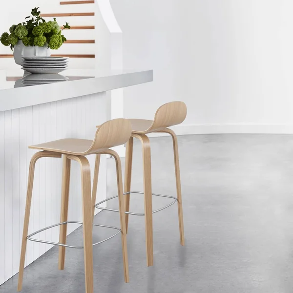 MOS Elsa Modern Wooden Counter Stool - White - Counter Height