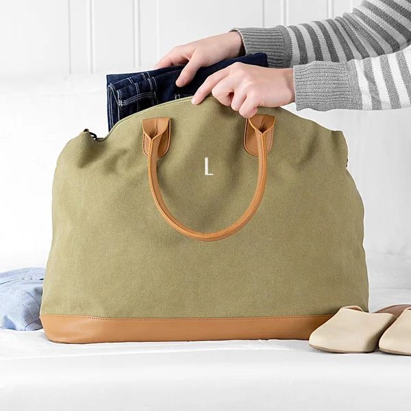Cathy&s Concepts Green Personalized Washed Canvas Weekender