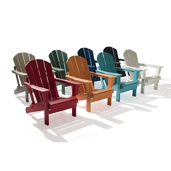 Westin Outdoor 2001010-2 Outdoor Folding Plastic Adirondack Chair Black - Set of 2