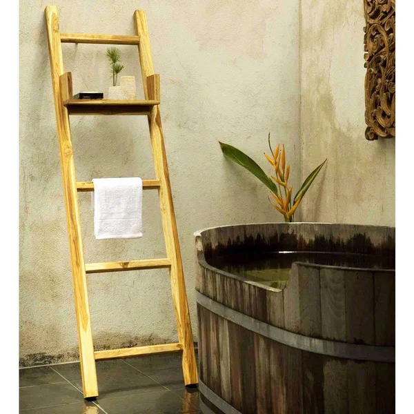 Haussmann Teak Teak Towel Ladder 18 x 64 in H Adj Shelf Teak Oil