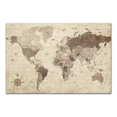 &Distressed World Map& Graphic Art on Canvas Three Posts Size: 20x22 H x 30x22 W - Format: Wrapped Canvas