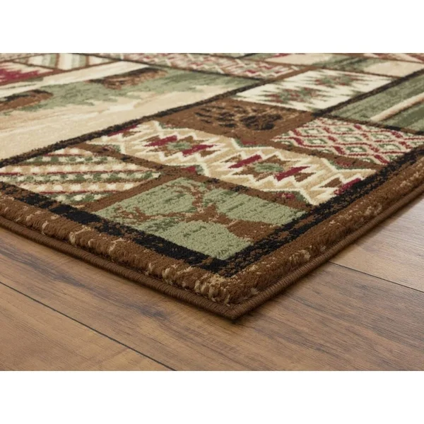 Wild Life Collection Brown/Cream Area Rug - 2& x 8&