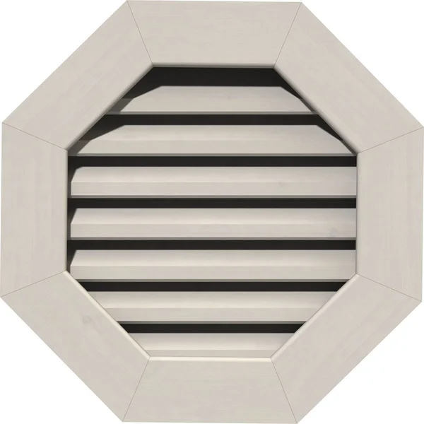 Ekena Millwork GVWOC26X2601SFPWR 26x22W x 26x22H Octagonal Gable Vent (31x22W x 31x22H Frame Size): Primed - Functional, Smooth W