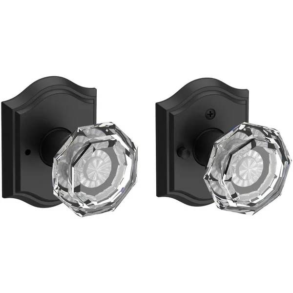 Crystal Privacy Door Knob with Traditional Arch Rose Baldwin Finish: Polished Chrome