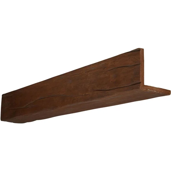 Ekena Millwork BMRW2C0040X040X096PE 4x22W x 4x22H x 8&L 2-Sided (L-beam) Riverwood Endurathane Faux Wood Ceiling Beam - Natural P
