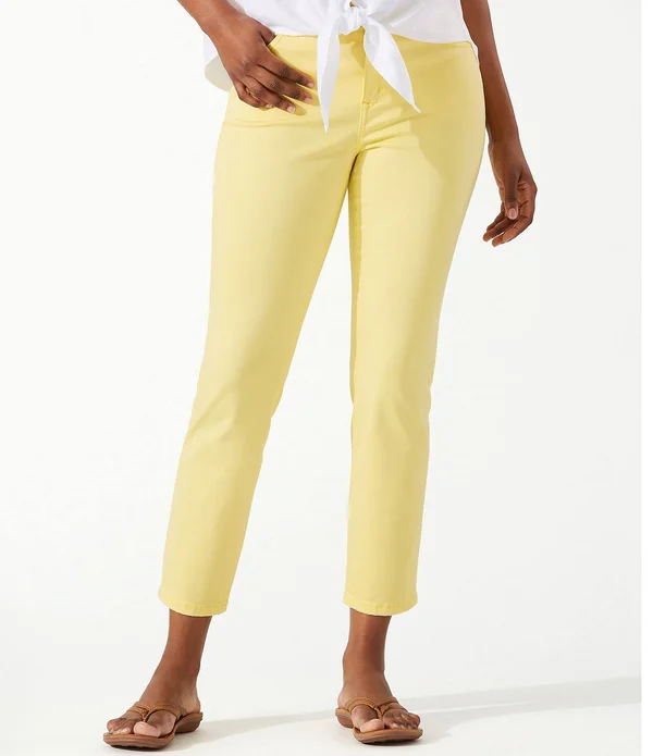 Tommy Bahama Boracay Beach Cotton-Blend Stretch Sateen Hi-Rise Ankle Jeans - Womens, 2, Radiant Sun