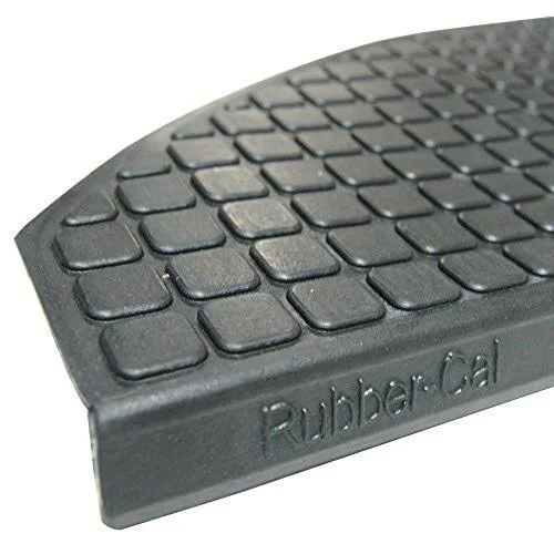 Rubber-Cal Block-Grip Non-Slip Rubber Tread Stair Mats (6 Pack) - Black