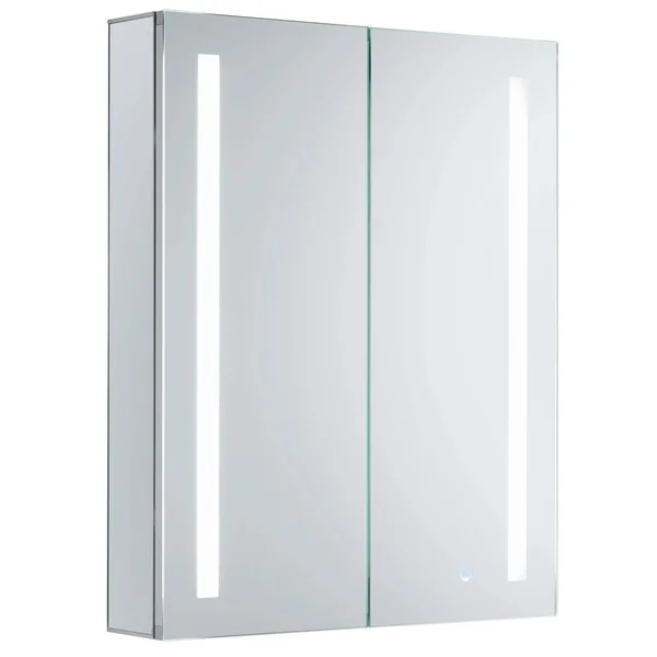 Bathroom Medicine Cabinet - Aluminum, Recessed/Surface Mount, 24 inch x 30 inch, 2 Door Hinged, Mirrored w/ 2 LED Strips, Size: 2