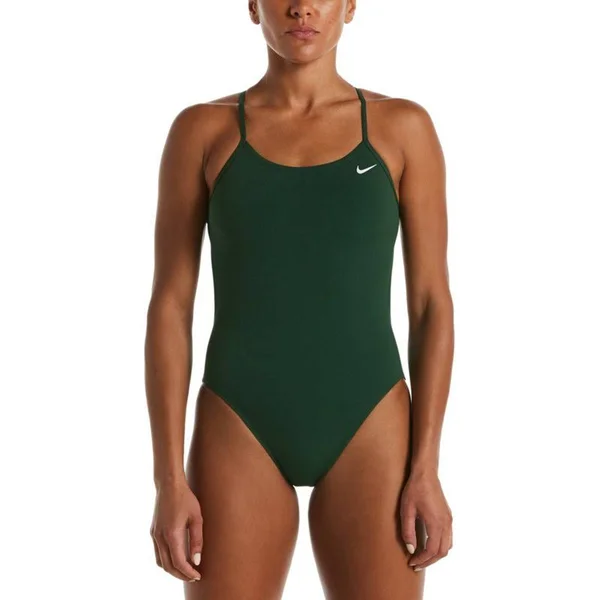 Nike Women's Hydrastrong Solid Cut-Out Back One Piece Swimsuit - Size 34, Gorge Green