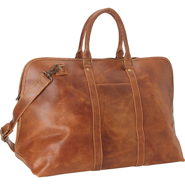 Le Donne Leather Distressed Leather Getaway Duffel (Chocolate)