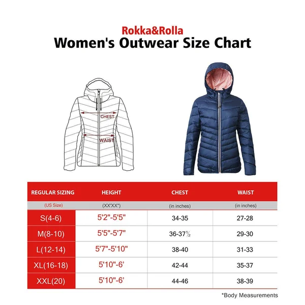 Rokkau0026Rolla Women's Lightweight Hooded Water-Resistant Padded Puffer Jacket Coat