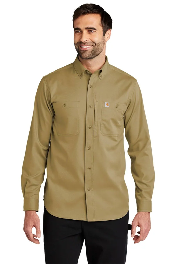Carhartt Rugged Professional Series Men's Long-Sleeve Shirt, Dark Khaki, XL Tall