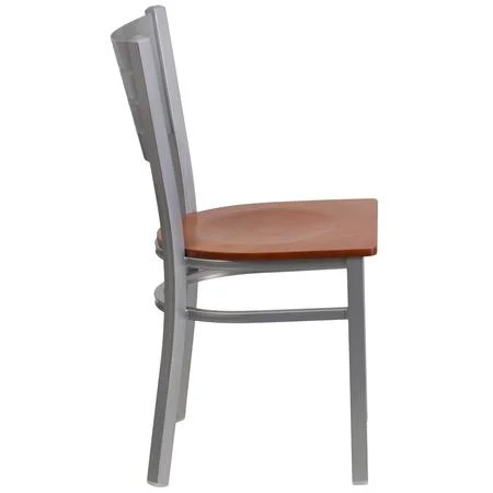 Flash Furniture 2-Xu-Dg-60401-Chyw-Gg Silver Slat Chair-Chy Seat, pk2