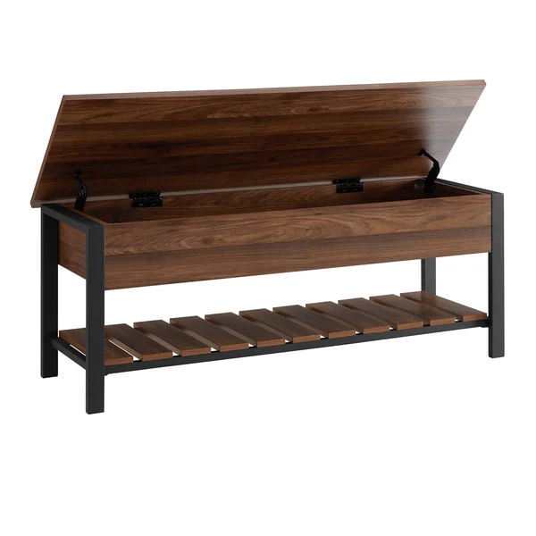 Walker Edison 48x22 Modern Farmhouse Storage Bench - Dark Walnut