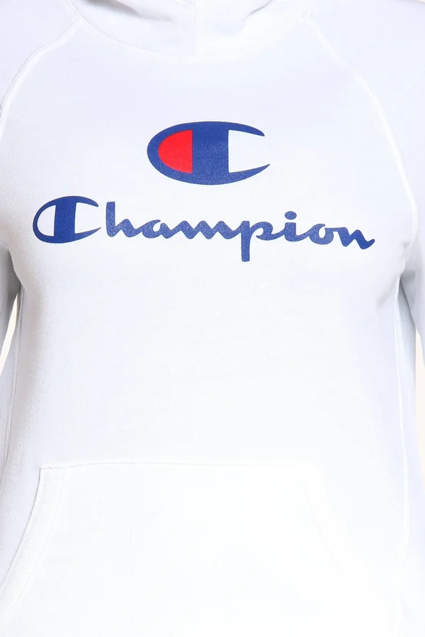 Champion White Powerblend Graphic Hoodie