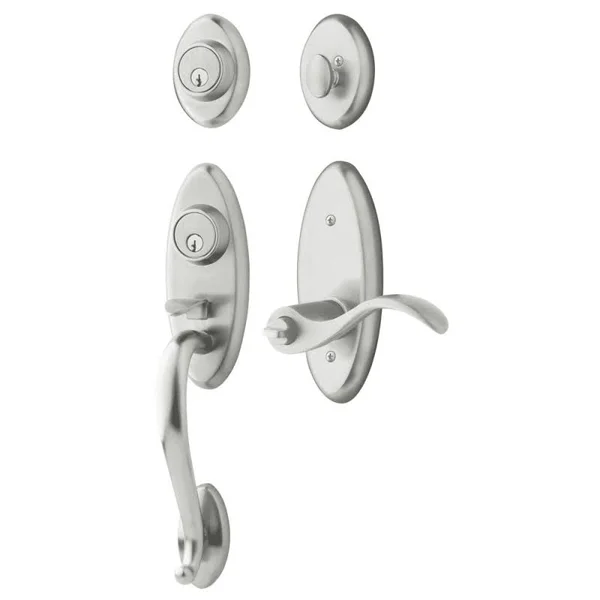 Baldwin Hardware - Landon Two Point Right Handed Full Dummy Handleset with Wave Lever in Satin Chrome - 85345.264.2RFD