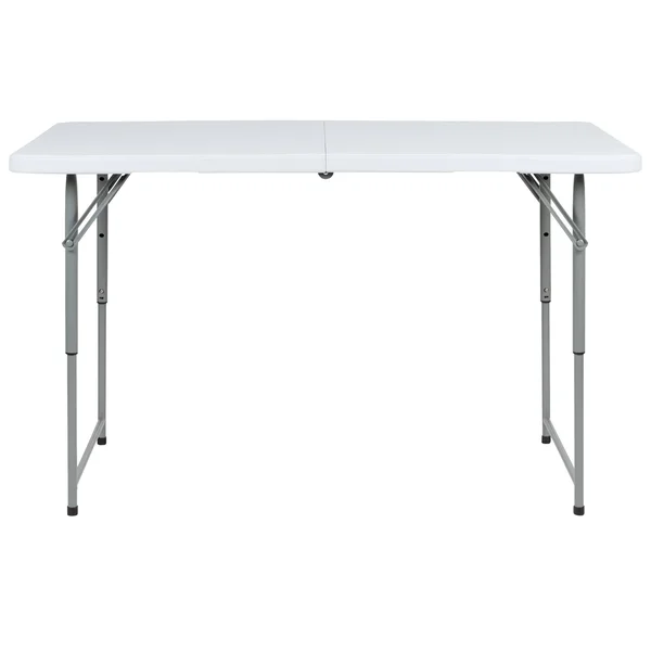 Flash Furniture Height Adjustable Bi-Fold Granite White Plastic Folding Table - 4&