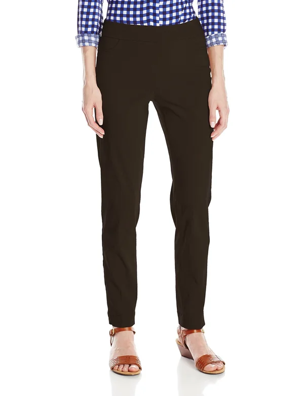 Slim-Station Women's Pants Chocolate Brown Size 12 Pull on Solid Ankle