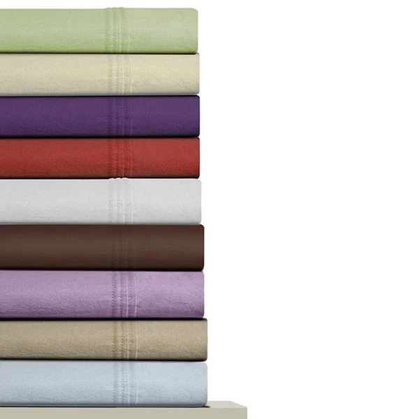 Tribeca Living Luxury Extra Deep Pocket Solid Flannel Bed Sheet Set (Queen - Carmine Red)
