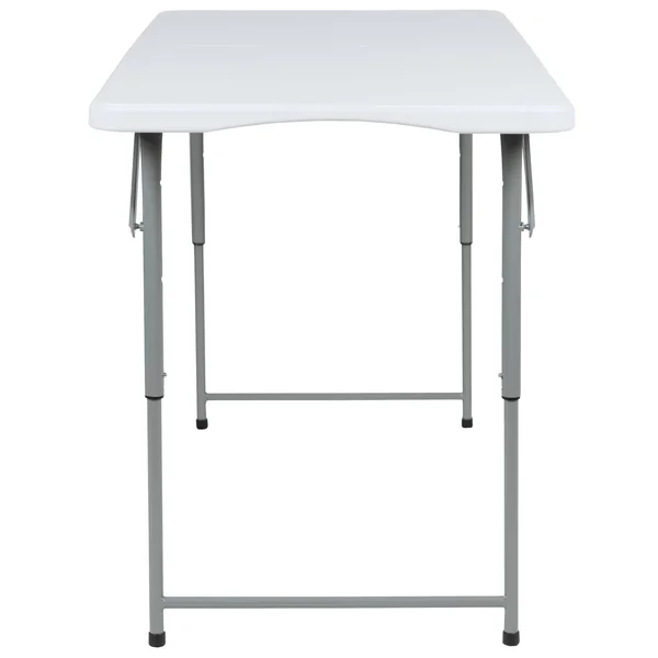 Flash Furniture Height Adjustable Bi-Fold Granite White Plastic Folding Table - 4&