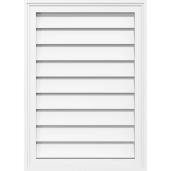 Ekena Millwork GVPVE34X2602SF 34x22W x 26x22H Vertical Surface Mount PVC Gable Vent: Functional, w/ 2x22W x 1-1/2x22P Brickmould