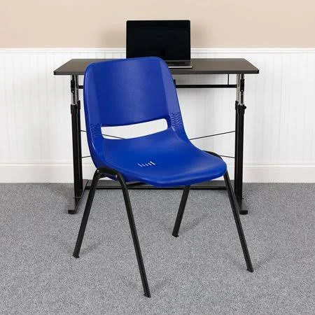 Flash Furniture Hercules Series 880 lb. Capacity Blue Ergonomic Shell Stack Chair with Black Frame [rut-eo1-bl-gg] - Size: 19.25