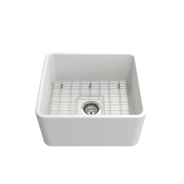 BOCCHI Classico 20x22 Farmhouse Apron Front Fireclay Single Bowl Kitchen Sink - Matte Black