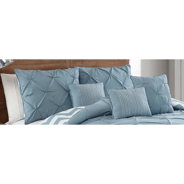 Avondale Manor Ella Pinch Pleat Comforter Set, Blue, Twin