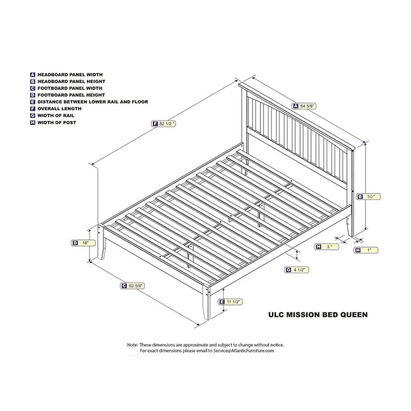 Atlantic Furniture Mission Queen Platform Bed with Open Foot Board in Espresso - Brown