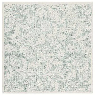 Rumbaugh Floral Handmade Tufted Wool Green Area Rug Alcott Hill Rug Size: Square 5'