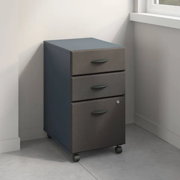 Bush Series A 3-Drawer Assembled Mobile File - Slate