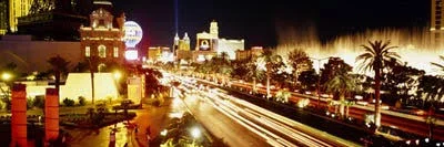 Panoramic Images Canvas Art Prints - Buildings in A City Lit Up at Night - Las Vegas, Nevada, USA #2 ( places > North America