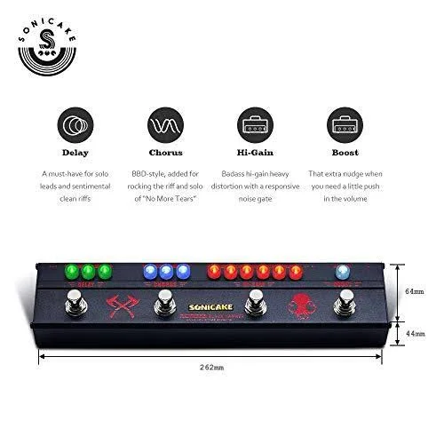SONICAKE Black Hammer Multi Effects Heavy Metal Higain Distortion Boost Chorus Delay Guitar Pedal