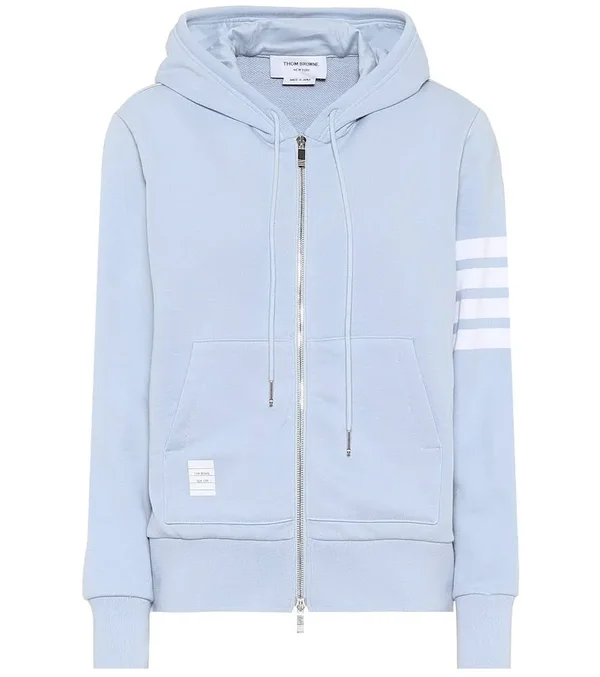 Thom Browne, Cotton-jersey Hoodie, Women, Blue, US 10, Tops