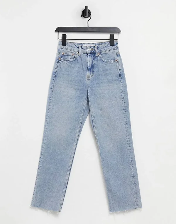 Topshop Straight Leg Jeans in bleach-Blues