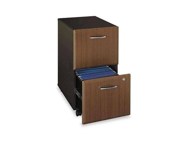 Bush Furniture Series A 2-Drawer Mobile File Cabinet, Sienna Walnut/Bronze
