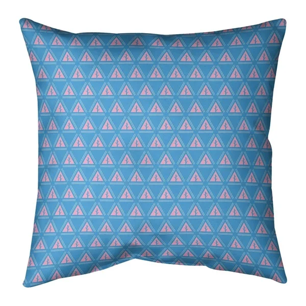 Three Color Minimalist Trees with Blue Throw Pillow - 20 x 20 - Blue & Orange - Synthetic Fiber