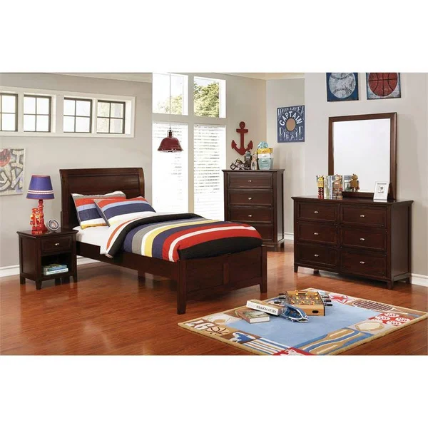 Furniture of America Covington Youth Twin Bed in Brown Cherry