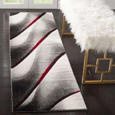 Anne Abstract Gray/Red Area Rug Orren Ellis Rug Size: Runner 2&3