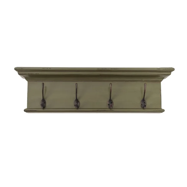 NovaSolo Halifax Mahogany Wood 4 Hook Coat Rack in Green Colour